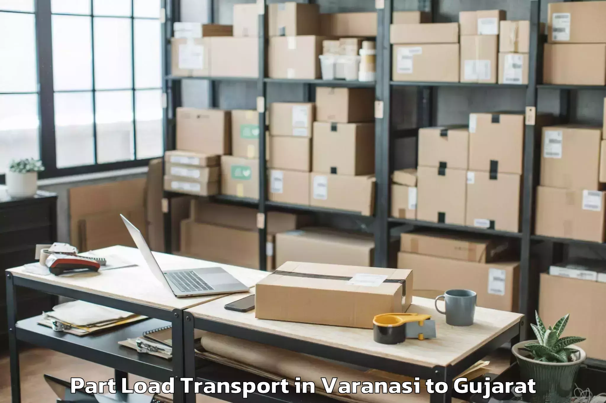 Top Varanasi to Madhav Kampo Part Load Transport Available